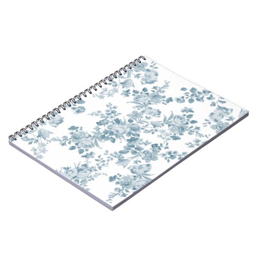 blauw wit bohemen elegant floraal notitieboek (Linkerzijde)