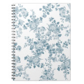 blauw wit bohemen elegant floraal notitieboek (Voorkant)
