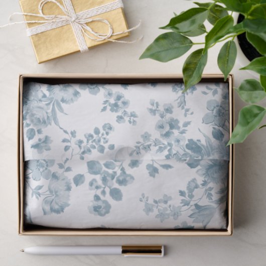 blauw wit bohemen elegant floraal tissuepapier (Geschenk)