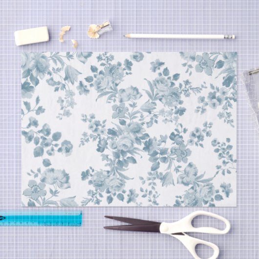  blauw wit bohemen elegant floraal tissuepapier (Craft)