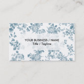  blauw wit bohemen elegant floraal visitekaartje (Voorkant)