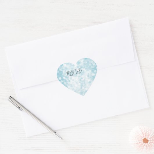 Blauw Wit Bokeh Hart Sticker (Envelop)