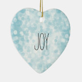 Blauw Wit Bokeh Keramisch Ornament (Rechts)