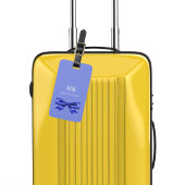 Blauw wit boog monogram initialen elegant bagagelabel
