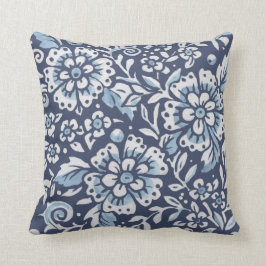  blauw Wit bos Damask Floral Woodland Kussen
