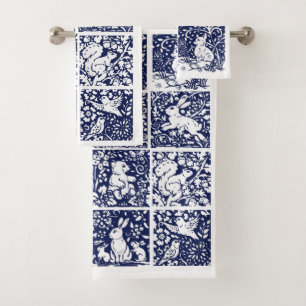 Blauw wit bos Dieren Bos Fox Rabbit Beer Bad Handdoek
