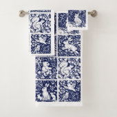 Blauw Wit bos Dieren Bosvossen Beer konijn Bad Handdoek (Insitu)
