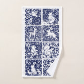 Blauw Wit bos Dieren Bosvossen Beer konijn Bad Handdoek (Handdoek)