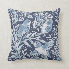  blauw Wit bos Vogels Thistle Woodland Kussen