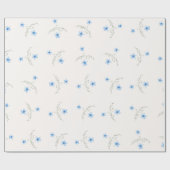 Blauw & Wit Botanisch Geluks Wrap Papier (Vlak)