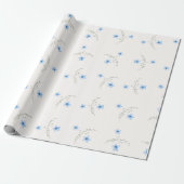 Blauw & Wit Botanisch Geluks Wrap Papier (Uitgerold)
