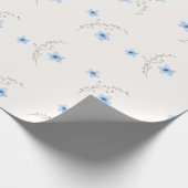 Blauw & Wit Botanisch Geluks Wrap Papier (Hoek)