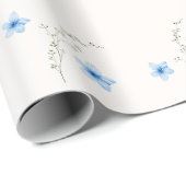 Blauw & Wit Botanisch Geluks Wrap Papier (Rol Hoek)