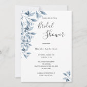 Blauw wit botanisch script Vrijgezellenfeest Kaart (Voorkant)