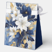 Blauw Wit Botanische Bloemen Bedankdoosjes (Achterkant)