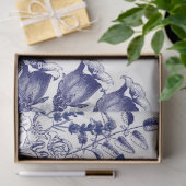 Blauw & wit botanische muurschildering decoupage tissuepapier (Geschenk)