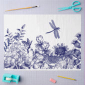 Blauw & wit botanische muurschildering decoupage tissuepapier (Craft)