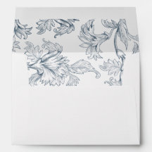  Blauw Wit Botanische Trouwenveloppe