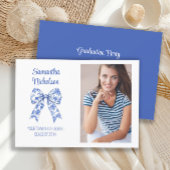 Blauw Wit Bow Graduation Party Foto Kaart