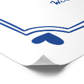 Blauw Wit Bow grillige bruiloft welkom teken Poster (Hoek)