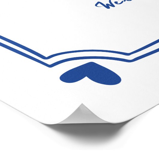 Blauw Wit Bow grillige bruiloft welkom teken Poster (Hoek)