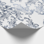 Blauw & Wit Brocade  Cadeaupapier (Hoek)