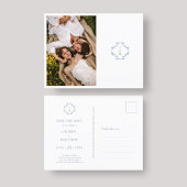 Blauw & Wit Bruiloemen Bloemig Gemerkt Bruiloft Aankondigingskaart