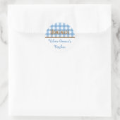Blauw wit bruin gingham zelfgemaakte food label se (Tas)