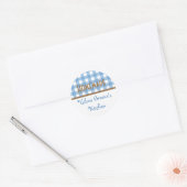 Blauw wit bruin gingham zelfgemaakte food label se (Envelop)