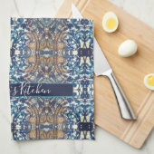 Blauw-wit-bruine loft industriële stijl theedoek (Quarter Fold)