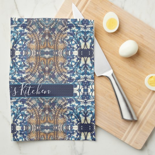 Blauw-wit-bruine loft industriële stijl theedoek (Quarter Fold)