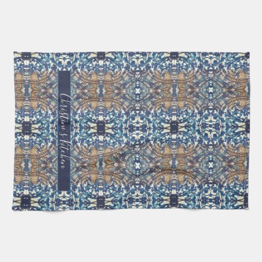 Blauw-wit-bruine loft industriële stijl theedoek (Horizontaal)