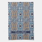 Blauw-wit-bruine loft industriële stijl theedoek (Verticaal)