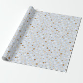 Blauw Wit Bruine Stippen Verjaardag Cadeaupapier (Uitgerold)