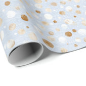 Blauw Wit Bruine Stippen Verjaardag Cadeaupapier (Rol Hoek)