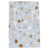 Blauw Wit Bruine Stippen Verjaardag Medium Cadeauzakje (Voorkant)