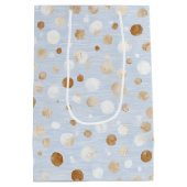 Blauw Wit Bruine Stippen Verjaardag Medium Cadeauzakje (Achterkant)