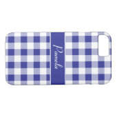 Blauw Wit Buffalo Plaid Patroon Personaliseren Case-Mate iPhone Case (Achterkant (Horizontaal))