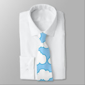 Blauw Wit Cartoon Wolken Gepersonaliseerd Stropdas (Gebonden)