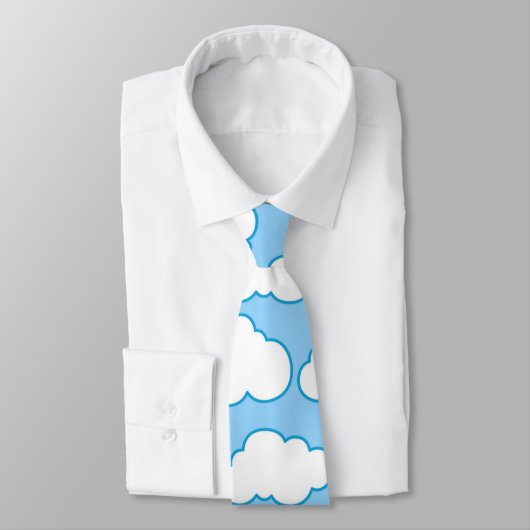 Blauw Wit Cartoon Wolken Gepersonaliseerd Stropdas (Gebonden)