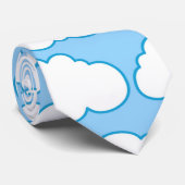 Blauw Wit Cartoon Wolken Gepersonaliseerd Stropdas (Opgerold)