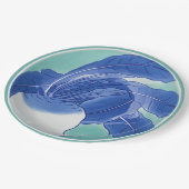 Blauw Wit Celadon Chinoiserie Turnip Faux China Papieren Bordje (Gekanteld)