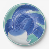 Blauw Wit Celadon Chinoiserie Turnip Faux China Papieren Bordje (Voorkant)