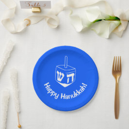 Blauw Wit Chanoeka Dreidel Feestdagen Papieren Bordje