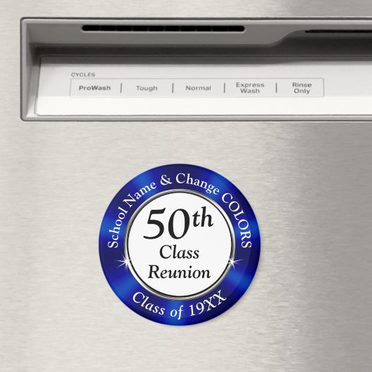 Blauw, wit, Cheap 50th Class Reunion Souvenirs Magneet (Insitu (Vaatwasser))