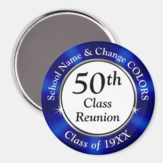 Blauw, wit, Cheap 50th Class Reunion Souvenirs Magneet (Voorkant / Achterkant)
