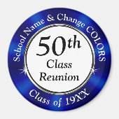 Blauw, wit, Cheap 50th Class Reunion Souvenirs Magneet (Voorkant)