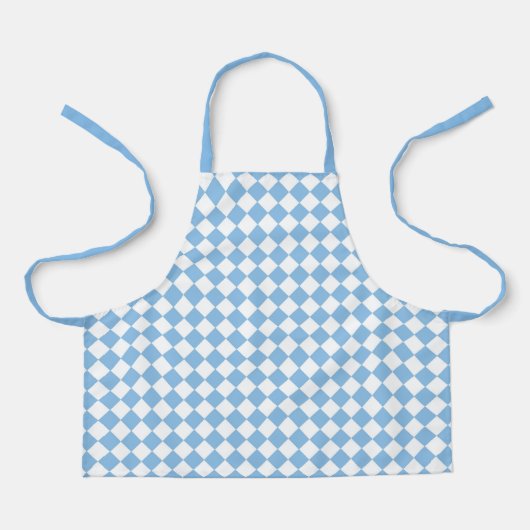 Blauw Wit Checker Diamant Patroon Schort (Voorkant)
