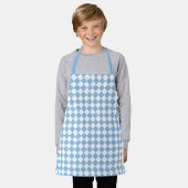 Blauw Wit Checker Diamant Patroon Schort (Gedragen)
