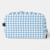 Blauw Wit Checker Diamond Pattern Toilettas Toilettasje (Voorkant)